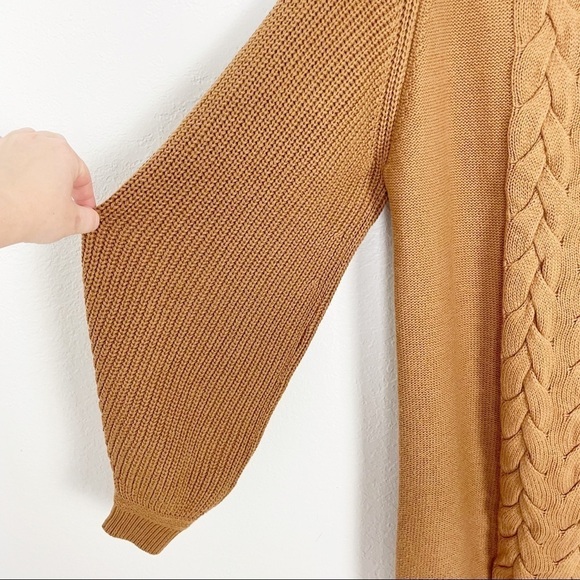 Caroline Constas Cable Knit Turtleneck Sweater Mini Dress in Camel Tan Cotton - Picture 5 of 8